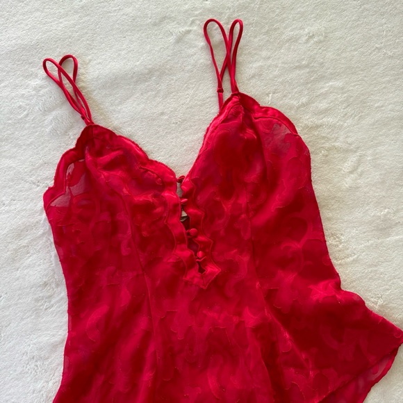 Vintage Victoria Secret Bodysuit Women’s Red Gold Label Teddy Snap Crotch - Picture 6 of 8